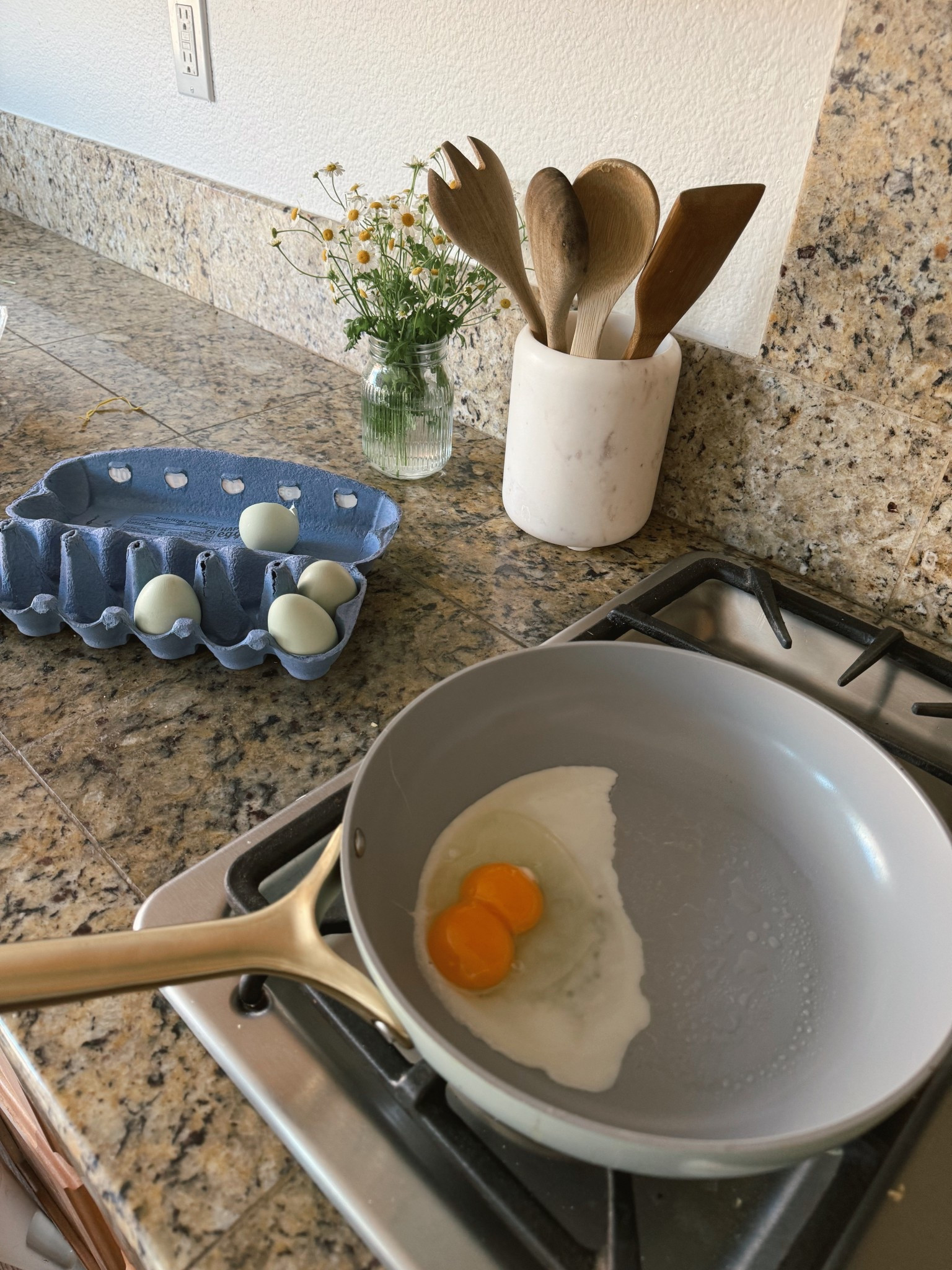 Caraway Pan: Silt Green color
Marble Utensil Holder: Target