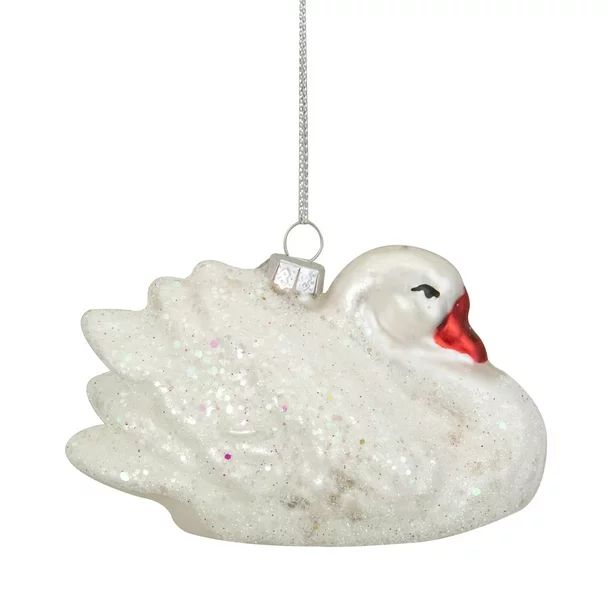 3.75" White Iridescent Glass Swan Christmas Ornament - Walmart.com | Walmart (US)