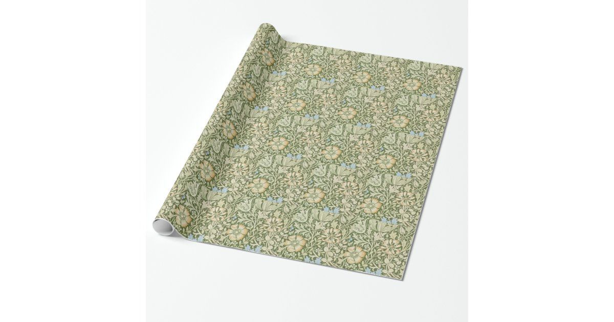 William Morris Green Floral Wallpaper Design Wrapping Paper | Zazzle | Zazzle