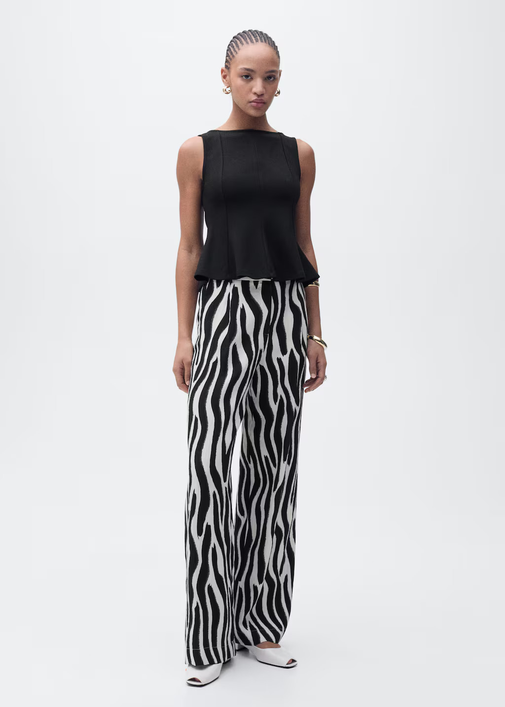 Peplum top with seam detail black - Woman - M - MANGO | Mango (US/MX/AU)