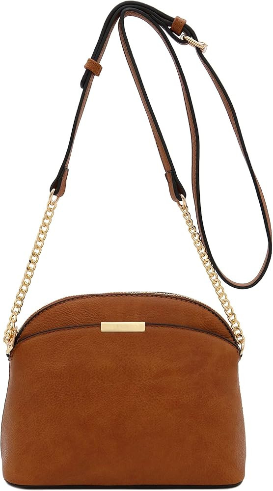 Faux Leather Small Dome Crossbody bag with Chain Strap | Amazon (US)