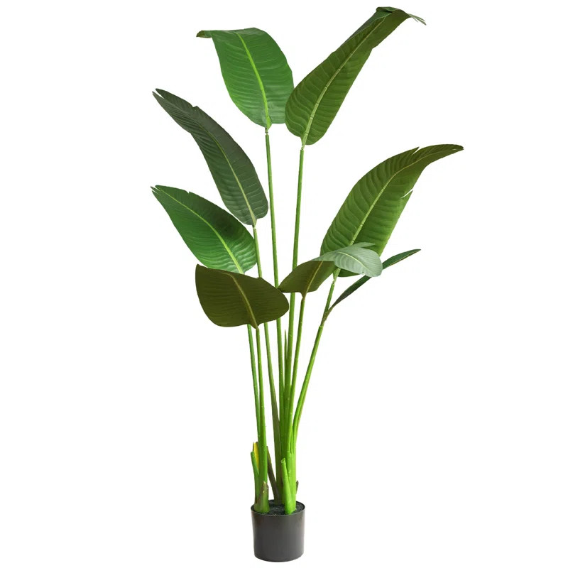 Faux Banana Leaf Plant in Pot | Wayfair North America