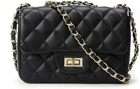 Women's Quilted Shoulder Bag | Chain Link Strap Clutch Purse | Crossbody Mini Messenger Handbag | Amazon (CA)