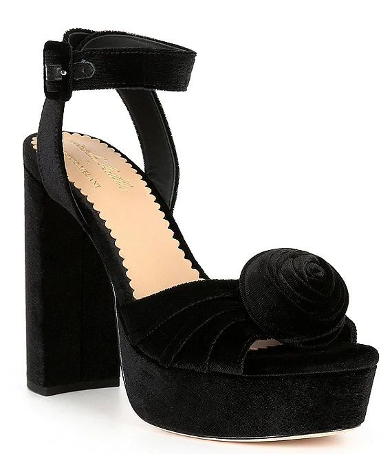 x Nicola Bathie Emilia Velvet Rose Platform Dress Sandals | Dillard's