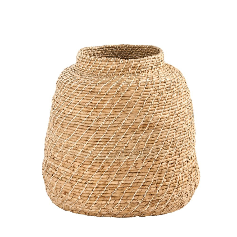 3R Studios Cattail Handwoven Decorative Basket, Beige | The Home Depot