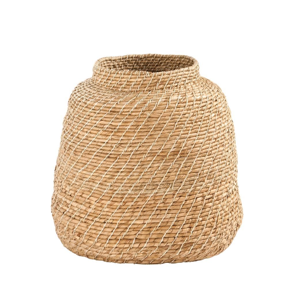 3R Studios Cattail Handwoven Decorative Basket, Beige | The Home Depot