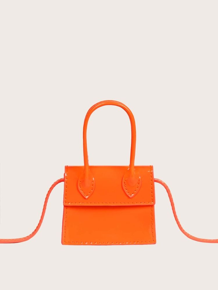 Mini Neon Orange Satchel Bag | SHEIN