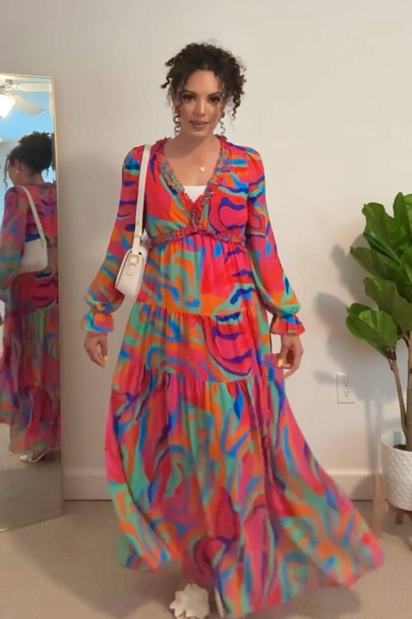 Linked this colorful maxi dress perfect for brunch, church, or vacation along with these white floral heels, gold accessories, and white purse 🌈✨

#LTKitbag #LTKshoecrush #LTKfindsunder50