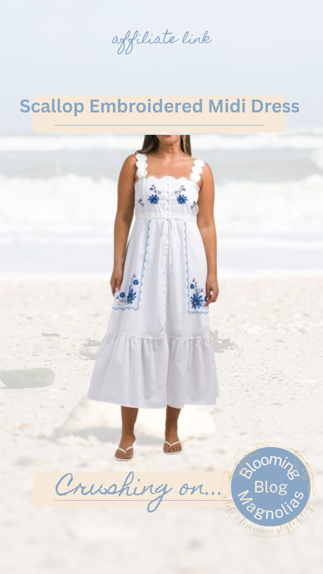 Scallop Embroidered Midi Dress. 

Spring dresses.  

 
