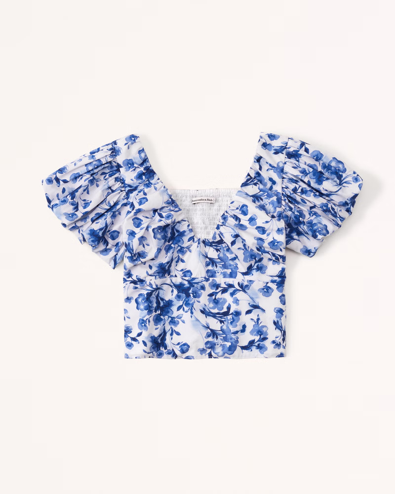 Drama Puff Sleeve Poplin Top | Abercrombie & Fitch (US)