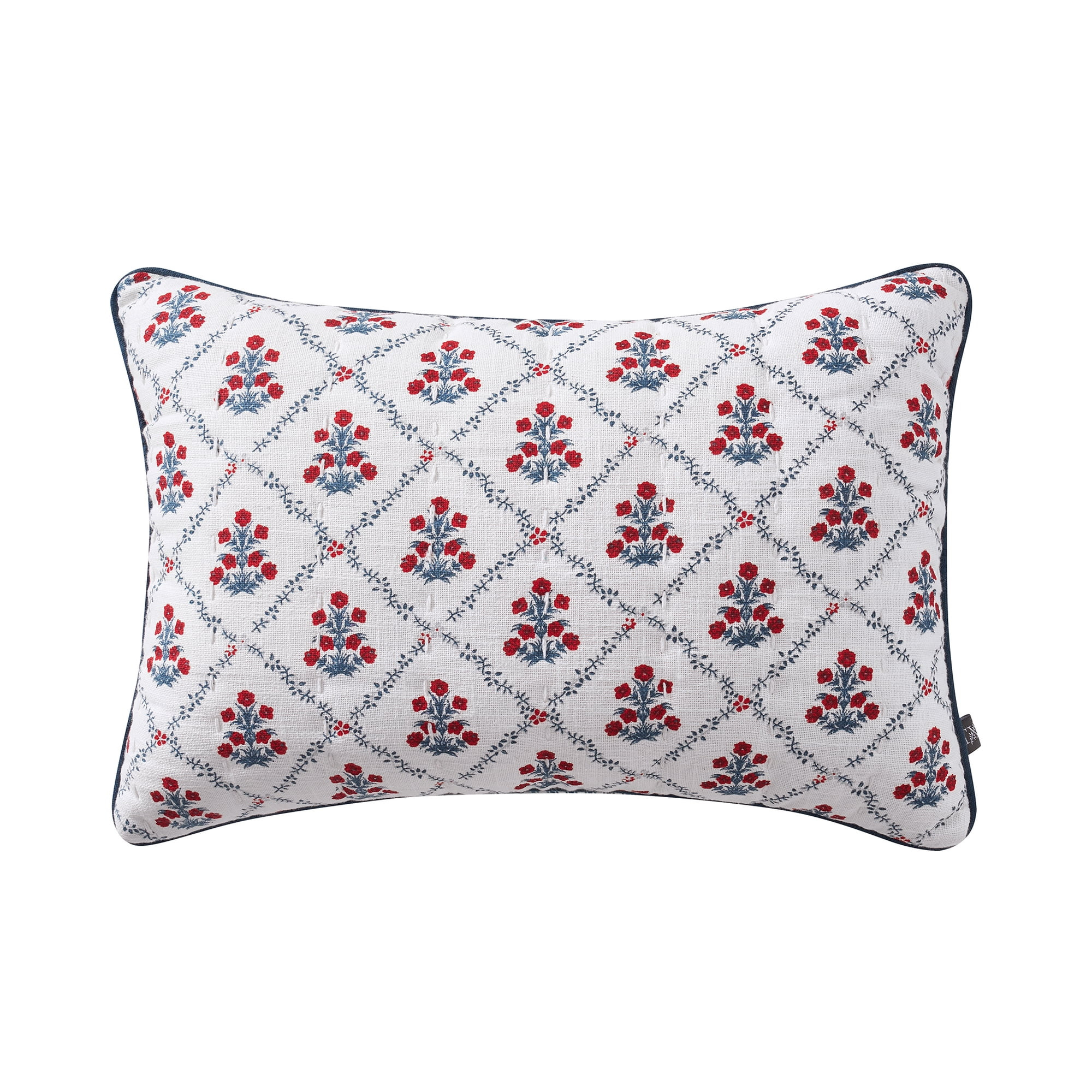 Poppy Trellis Decorative Pillow, Red/White/Blue, 19" x 13", by My Texas House | Walmart (US)