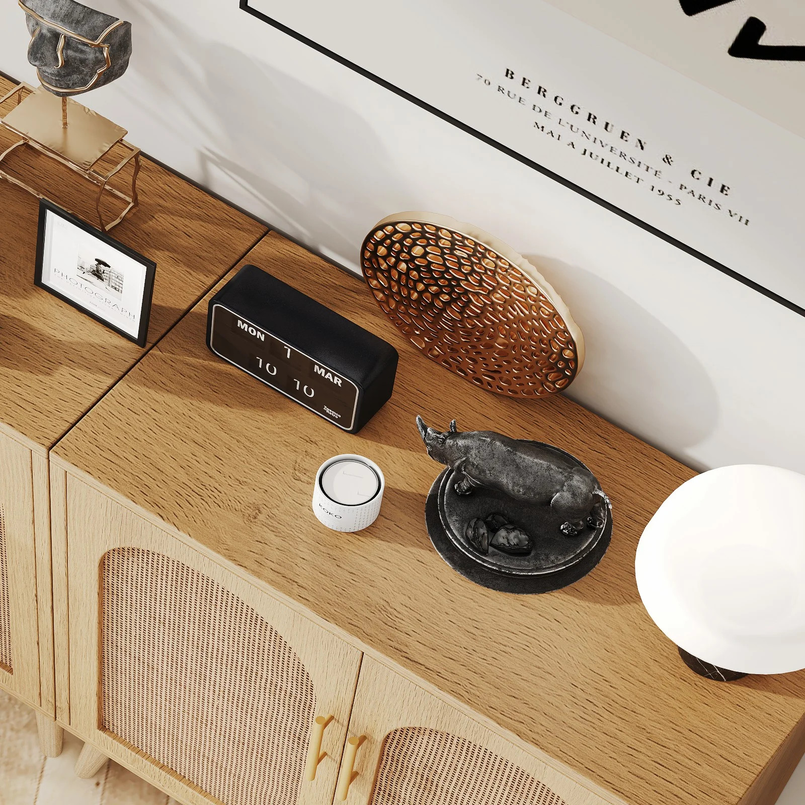 Rovaurx Set of 2 Rattan Storage Cabinet with Doors, Accent Bathroom Floor Cabinet, Modern Sideboa... | Walmart (US)