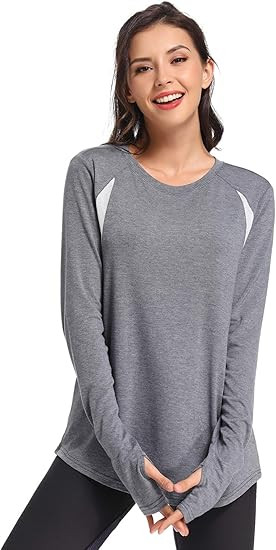 Muzniuer Long Sleeve Workout Tops for Women-Plain Long Sleeve Shirts Yoga Tops Gym Sports T-Shirt... | Amazon (US)