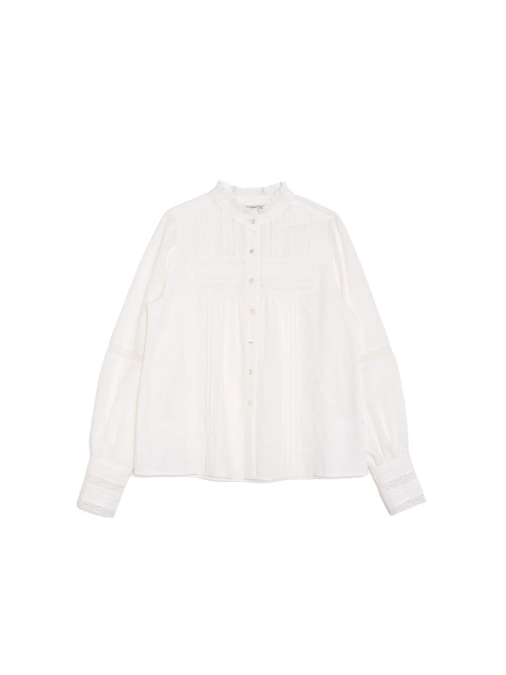 Carter Stand Collar Hollow Lyocell Cotton Blouse | Simple Retro