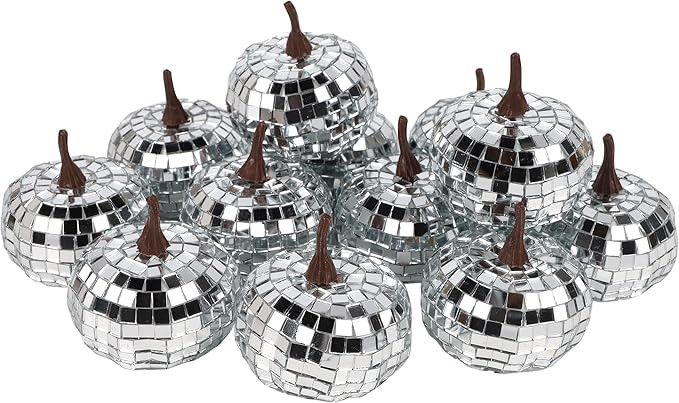 winemana 12 Pack Silver Pumpkin Fall Decor, Foam Glitter Pumpkins for Decorating Mini Artificial ... | Amazon (US)