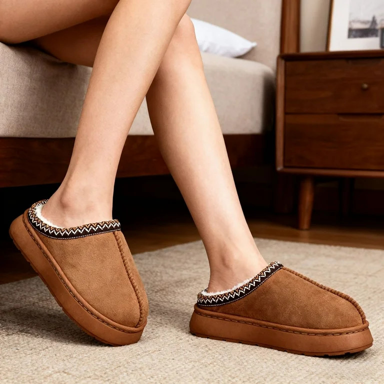 BERANMEY Cozy Platform Fuzzy Slippers for Women and Men Short Ankle Slippers with Anti-Slip Sole ... | Walmart (US)