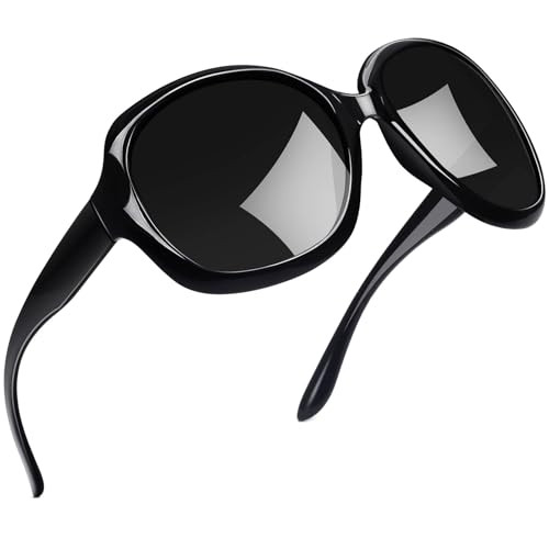 Joopin Oversized Black Sunglasses Womens Polarized, Large Square Sensitive Eyes Sun Glasses with Dark Lens, Ladies Big Shades Sunnies | Amazon (US)