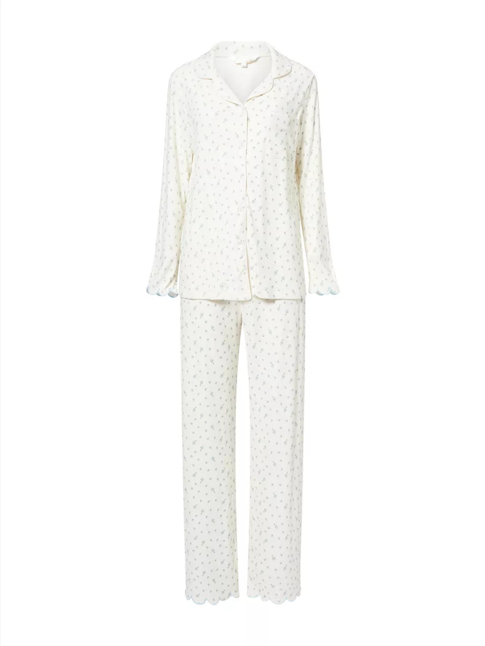 Scallop Printed Long-Sleeve Modal-Jersey Pyjama Set | Selfridges