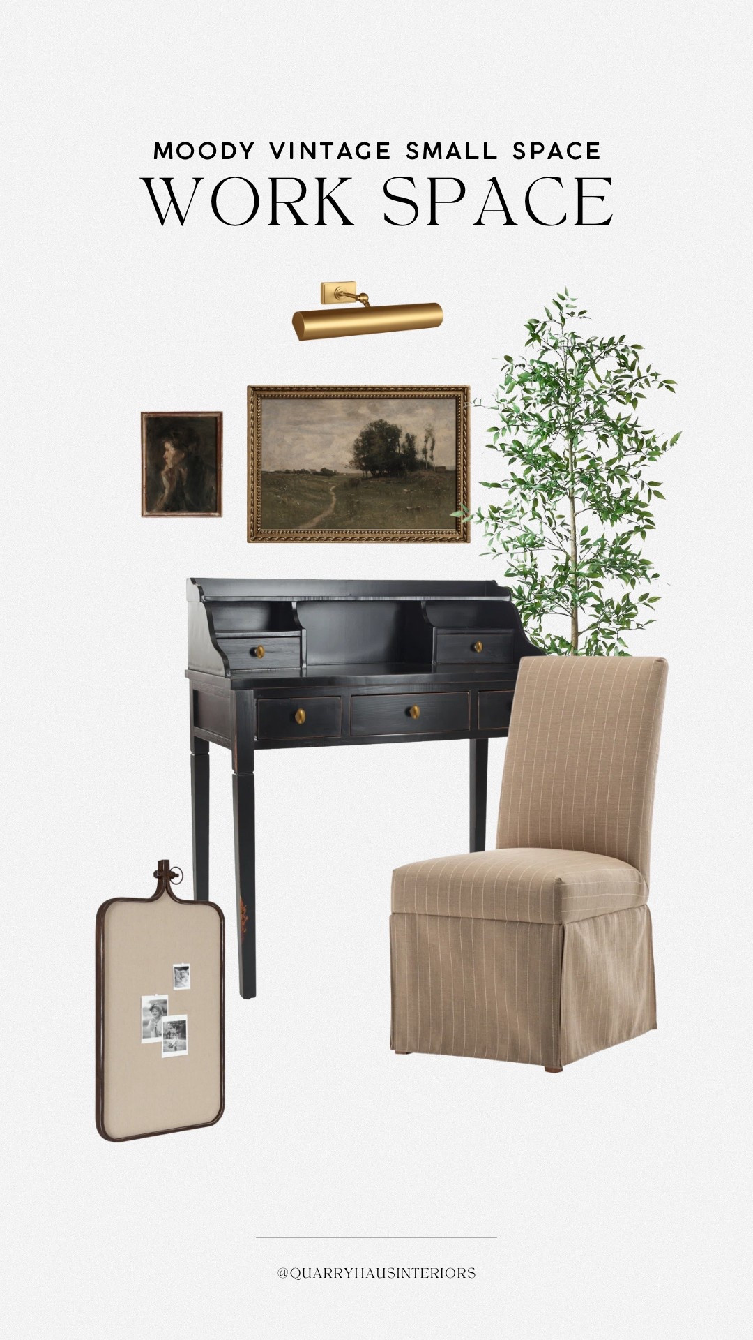 Moody vintage small space work / study space 🤎 

Home office desk chair storage organization dark antique traditional cottage neutrall

#LTKHome