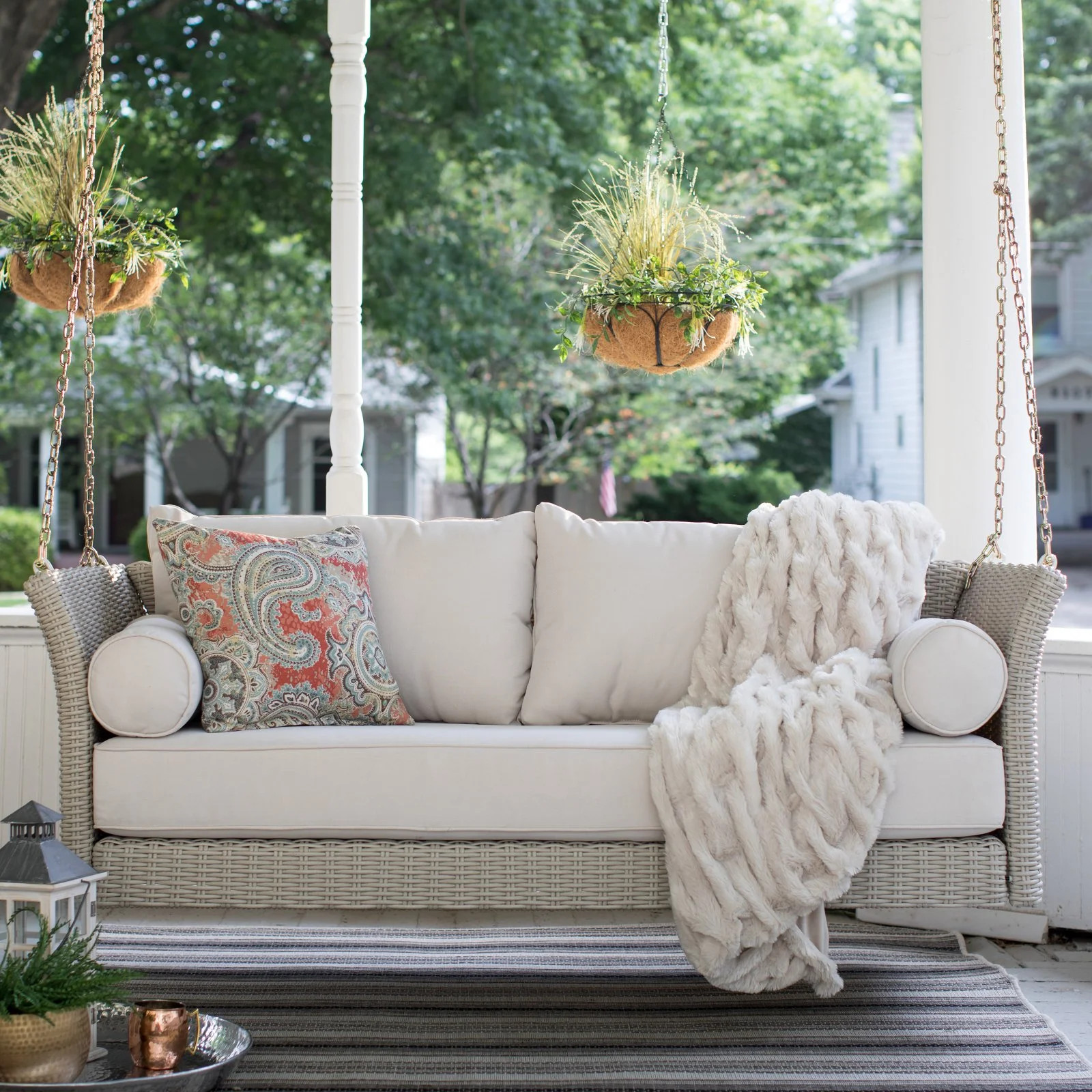 Belham Living Bellevue Deep Seating All Weather Wicker Porch Swing Bed with Cushion | Walmart (US)