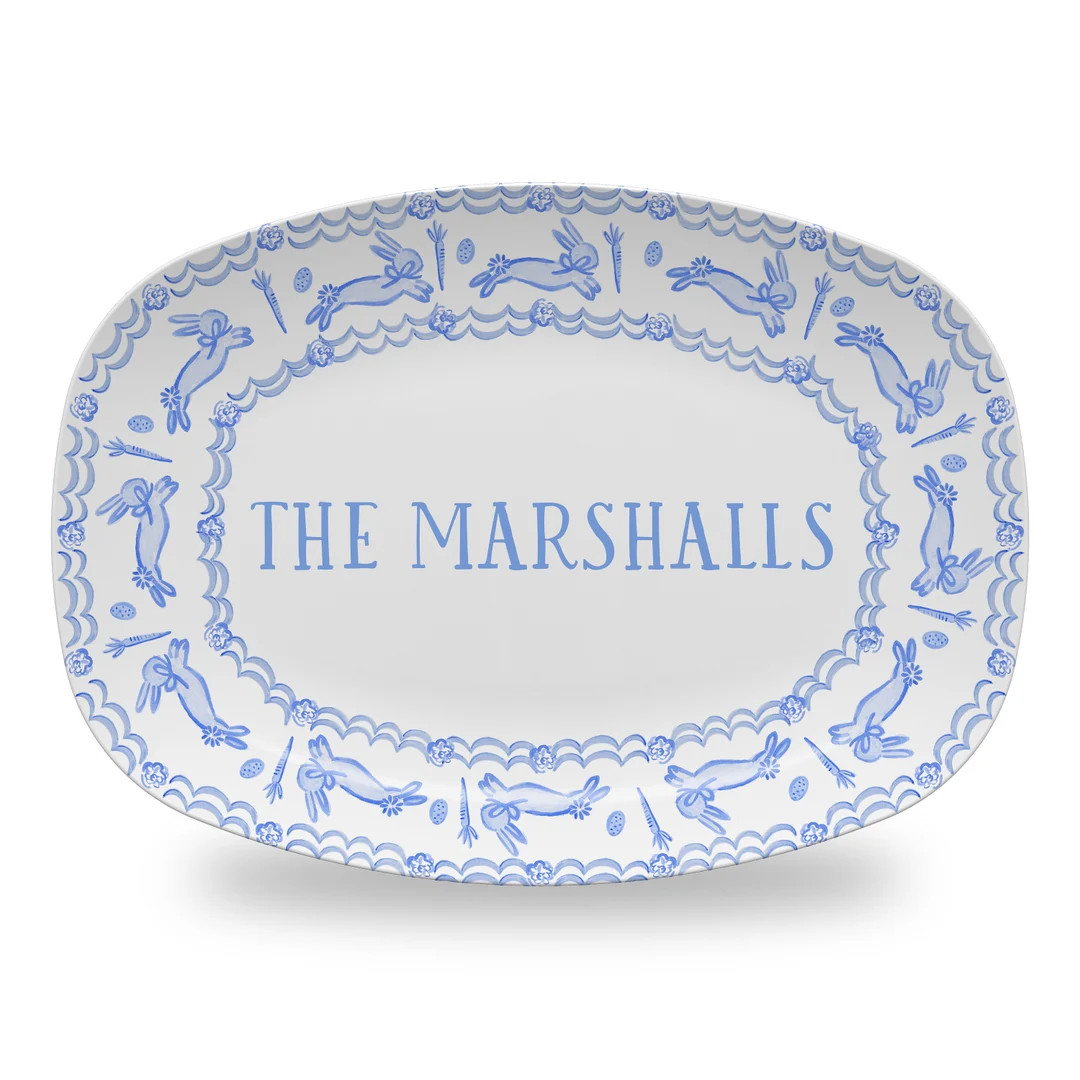 Easter Toile Platter Easter Plate Personalized Easter Platter Non Ceramic Monogrammed Hostess Gif... | Etsy (US)