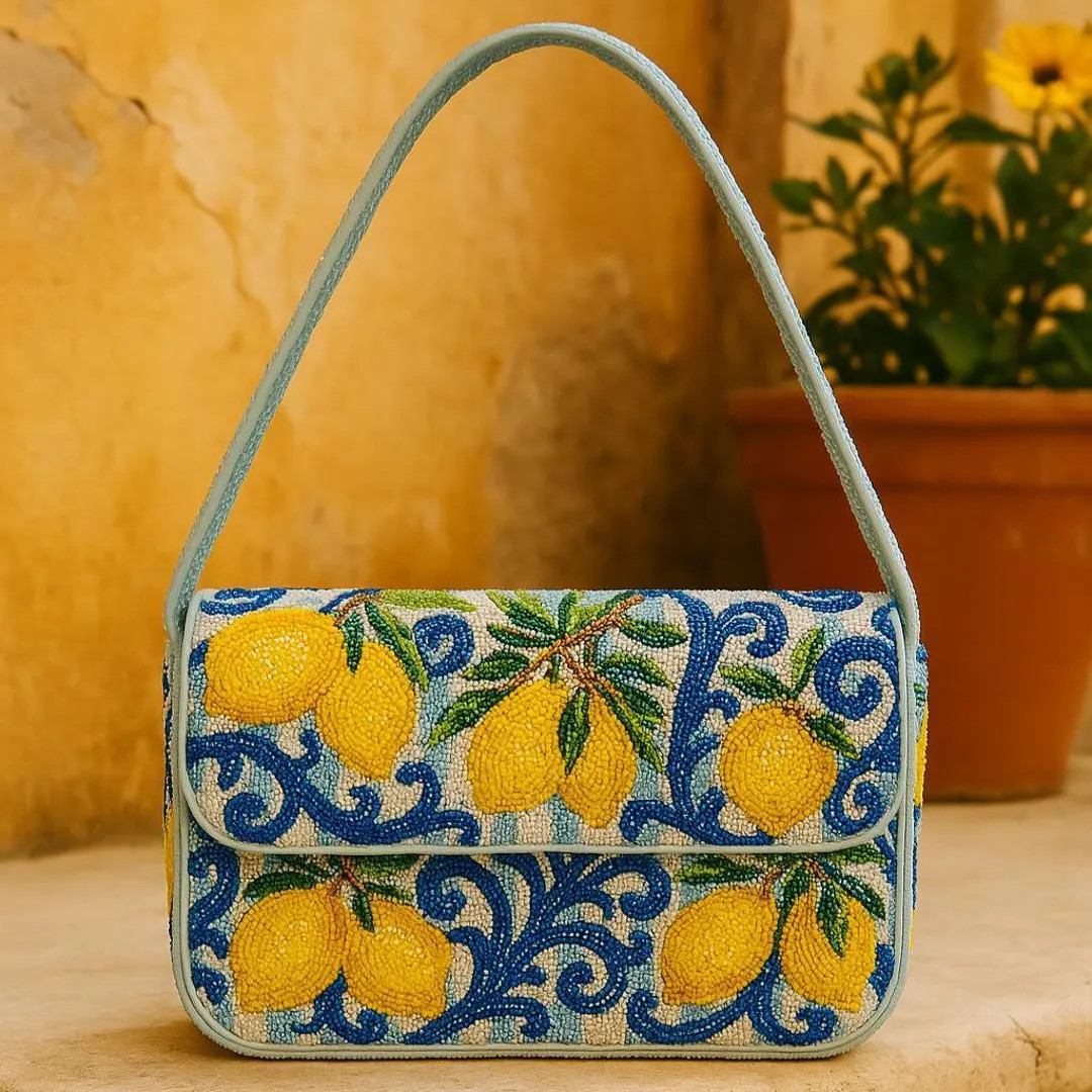 Beaded Shoulder Bag, Lemon Purse, Amalfi Coast Bag, Italian Themed Handbag, Summer Handbag, Lemon... | Etsy (US)