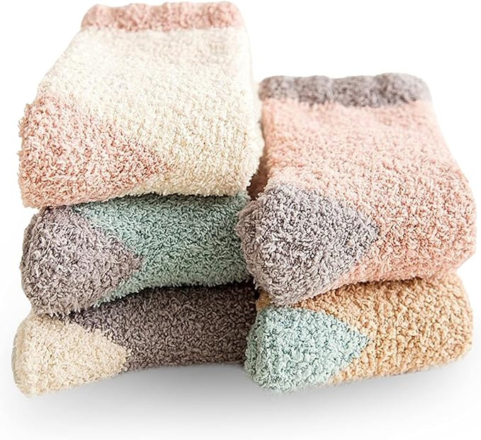 TEHOOK Fuzzy Socks Soft Cozy Fluffy Slipper Winter Warm Plush Socks Christmas Stocking Stuffers G... | Amazon (US)