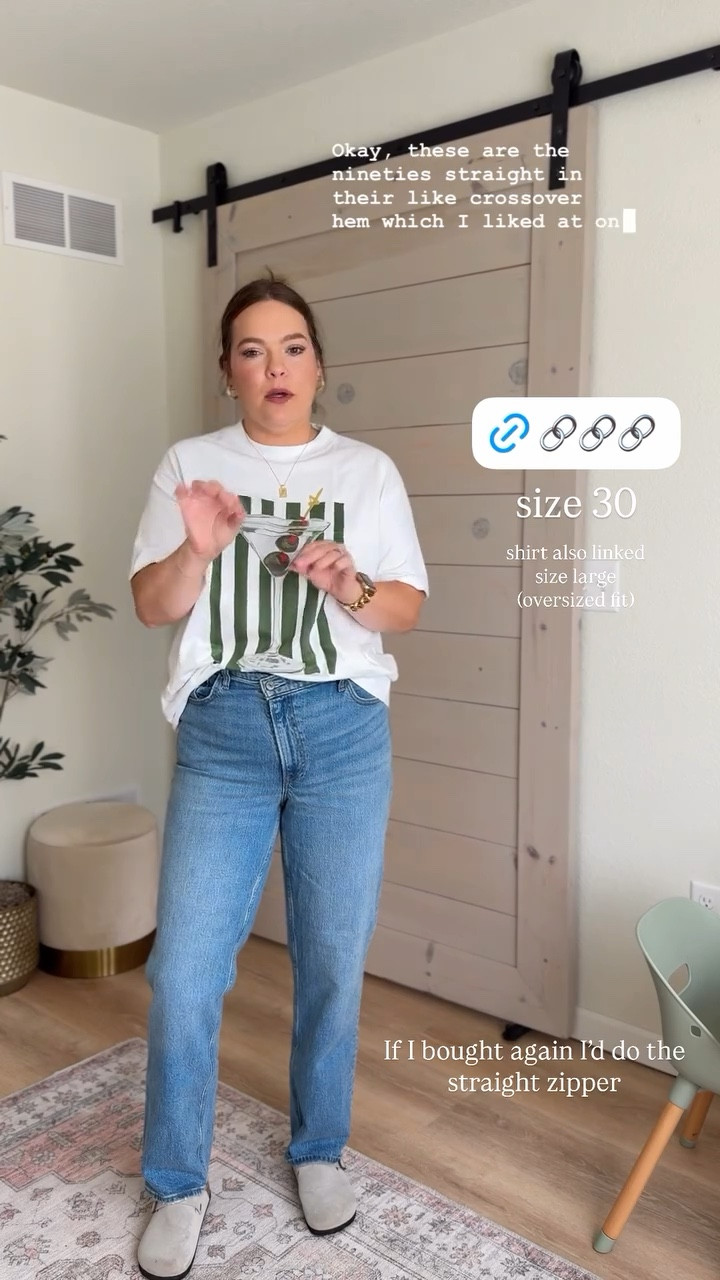 These are the 90s straight jeans with the crossover hem size 30 but if I bought again I’d do the straight zipper / shirt also linked size large (oversized fit) / use code DENIMAF for an additional 20% off their current sale through 8/11 // Abercrombie denim / postpartum approved jeans

#LTKFindsUnder100 #LTKMidsize #LTKStyleTip