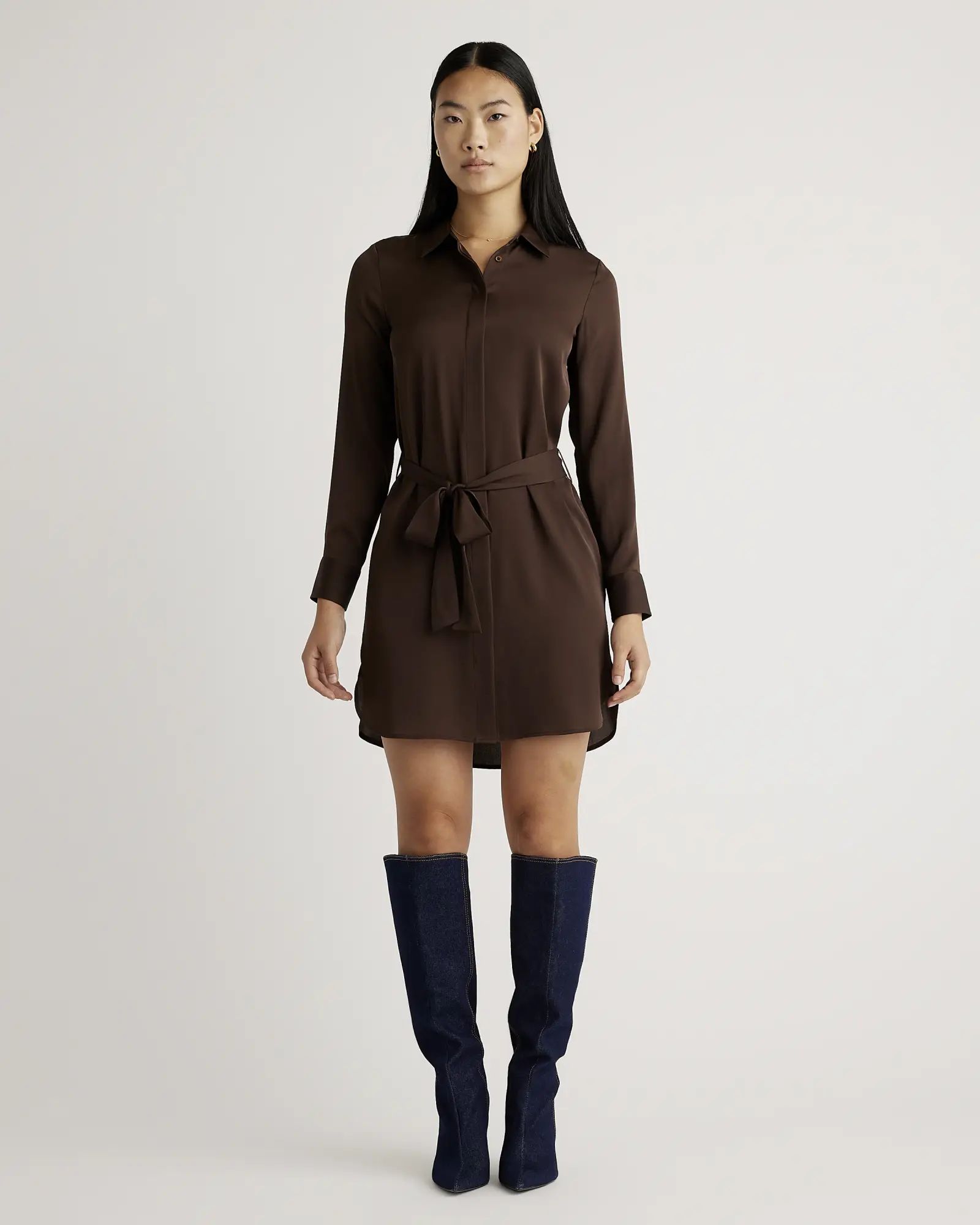 Washable Stretch Silk Shirt Dress | Quince