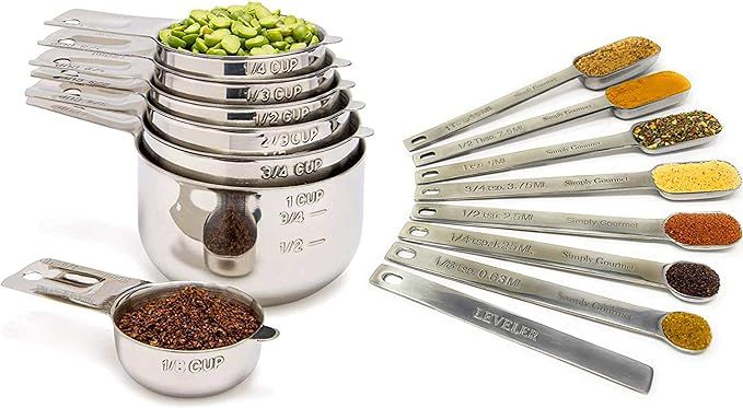 Amazon.com: Simply Gourmet Measuring Cups and Spoons Set - Stainless Steel Measuring Cups Set for... | Amazon (US)