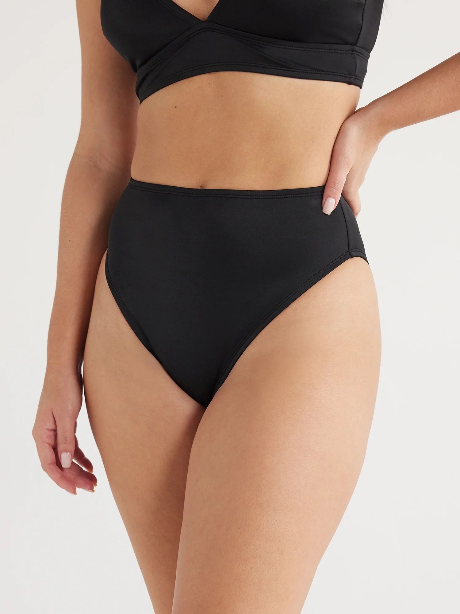 Sofia by Sofia Vergara Women's and Plus Solid Rich Black High Waisted Bikini Bottoms, Sizes XS-2X... | Walmart (US)