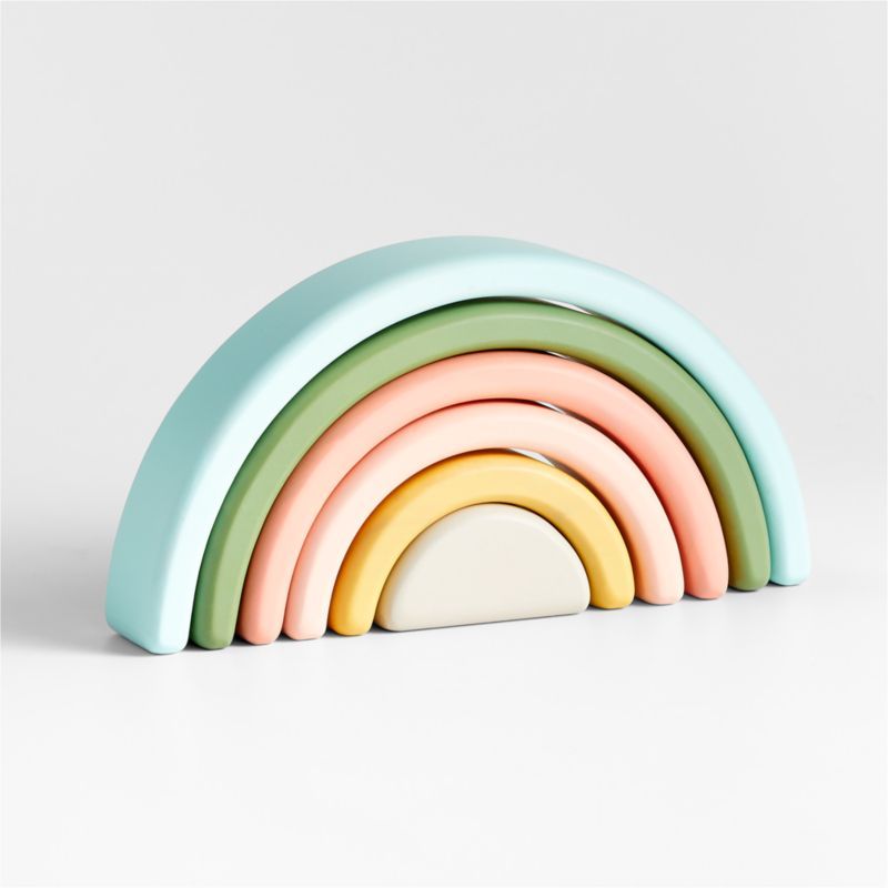 Wonder and Wise Rainbow Wooden Baby Stacking Toy | Crate & Kids | Crate & Barrel