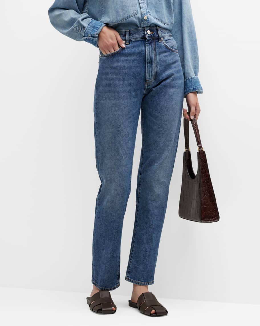 Loulou Studio Wular Straight-Leg Ankle Denim Pants | Neiman Marcus