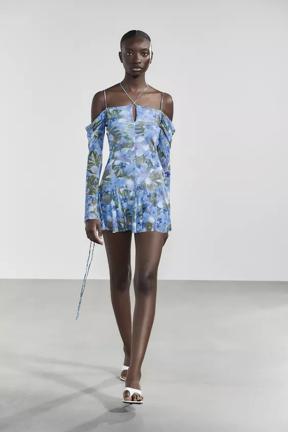 FLORAL PRINT TULLE DRESS | Zara US