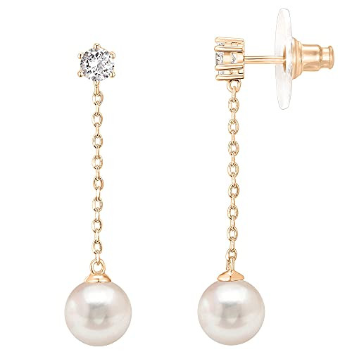 Amazon.com: PAVOI Womens 14K Yellow-Gold-Plated-Brass Sterling Silver Post Shell Pearl Drop Earri... | Amazon (US)