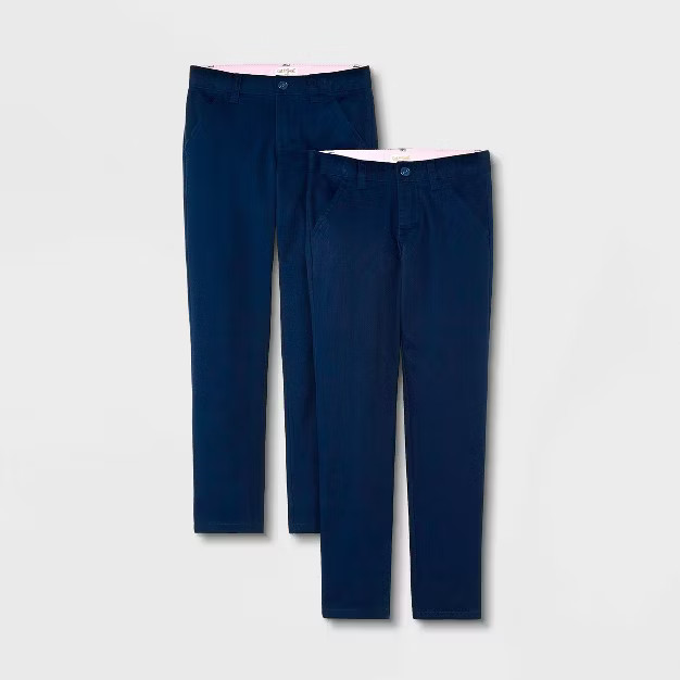 Girls' 2pk Skinny Slim Fit Uniform Chino Pants - Cat & Jack™ Navy | Target