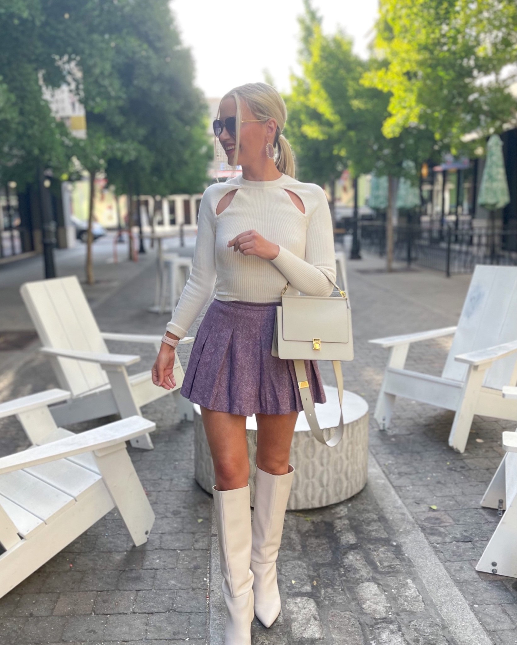 Preppy vibes 💜 Cutout sweater and mini skirt are old, but linking the same skirt in a different color and dupes for the rest of the outfit!

Skirt: Small

Cutout Sweater | Pleated Mini Skirt | Tweed

#LTKstyletip #LTKSeasonal