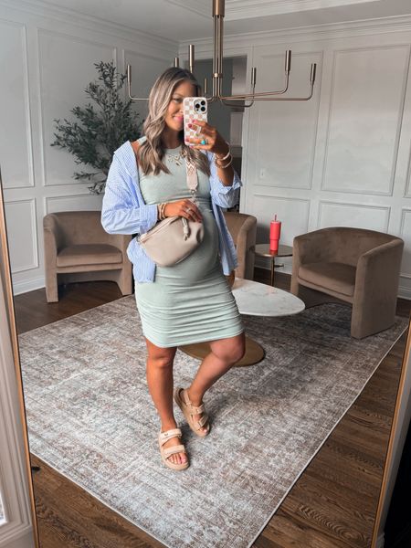 Casual bump-friendly summer outfit idea. I love this Amazon dress it is definitely bump friendly but non-maternity! 

Wearing my pre-pregnancy size small in the dress 
Button up size medium
Sandals true to size 



#LTKBump #LTKFindsUnder50 #LTKStyleTip