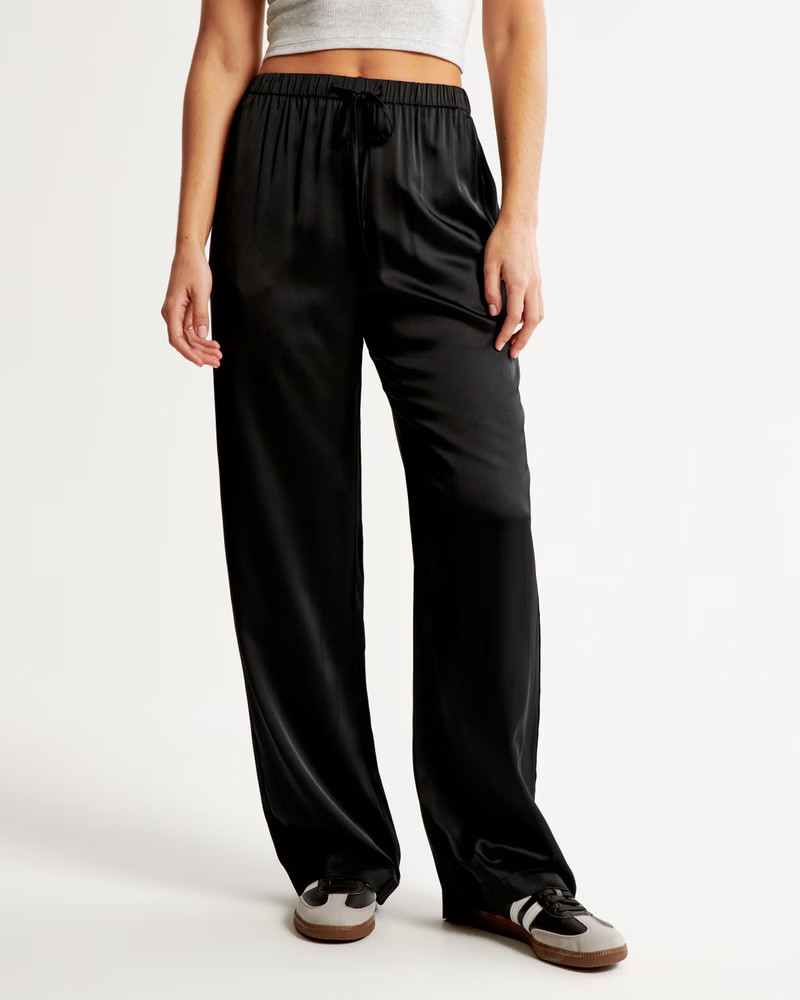 Satin Pull-On Wide Leg Pant | Abercrombie & Fitch (US)