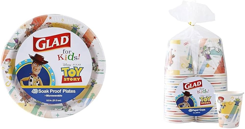 Disney Pixar Toy Story Paper Plates and Cups Bundle with Woody and Buzz Lightyear | 40-Ct 8.5" Pl... | Amazon (US)
