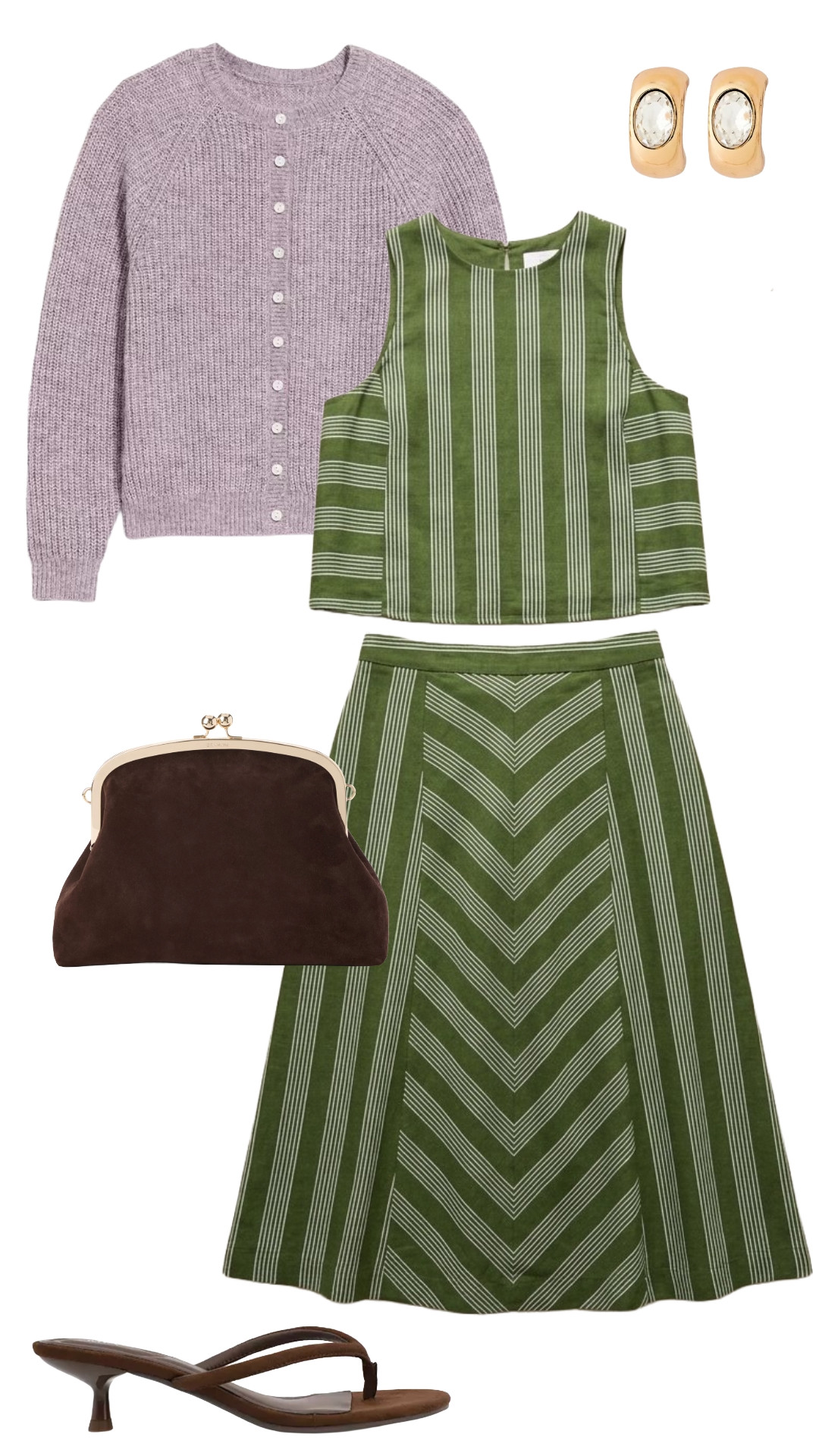 Matching sets make getting dressed SO easy, and this green striped one is adorable for fall. I love adding the lavender cardigan, brown bag, and kitten heels to dress it up a little!

#MatchingSet #FallFashion #FallOutfitIdeas

#LTKootd #LTKgrwm #LTKootd #LTKmomlife