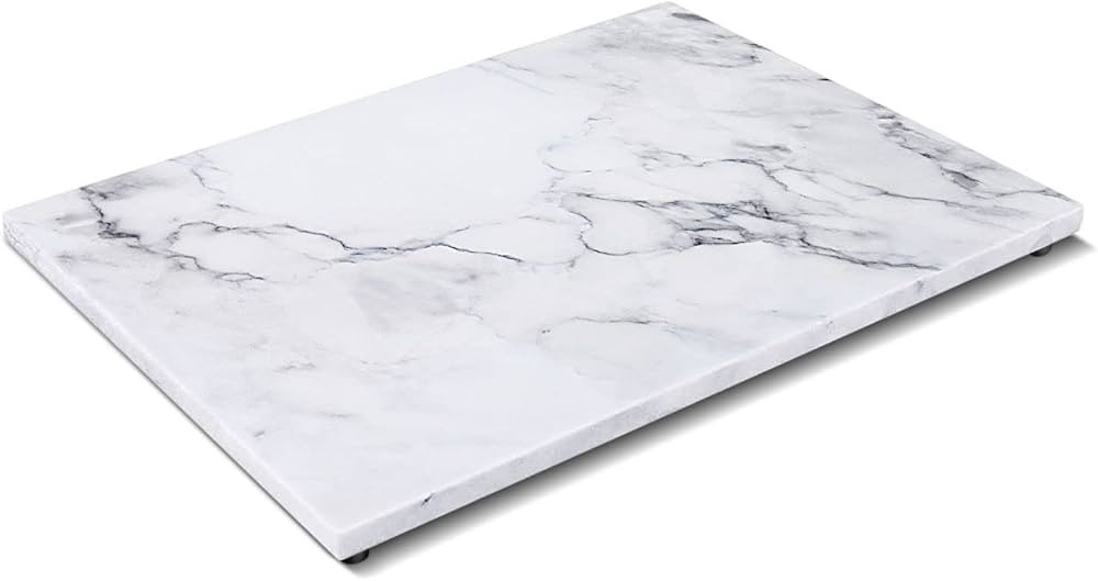 Flexzion Rectangular Marble Cheese Board - 12 x 16 Inch White Marble Serving Board for Baking, Ch... | Amazon (US)