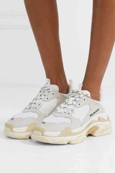 Triple S logo-embroidered leather, nubuck and mesh sneakers | NET-A-PORTER (UK & EU)
