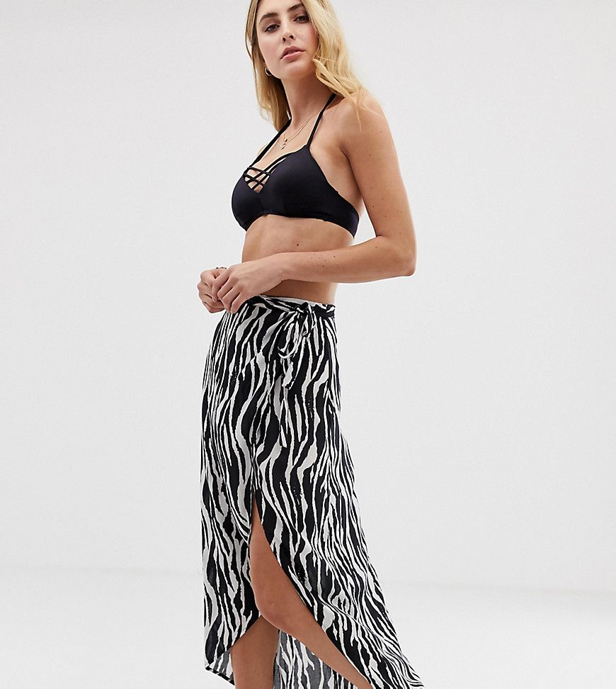 Akasa Exclusive zebra print wrap beach skirt-Multi | ASOS (Global)