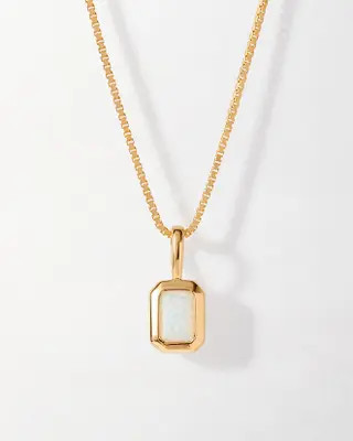 Edge of Ember Deco Birthstone Necklace in Blue Topaz (December) at Nordstrom, Size 16 | Nordstrom