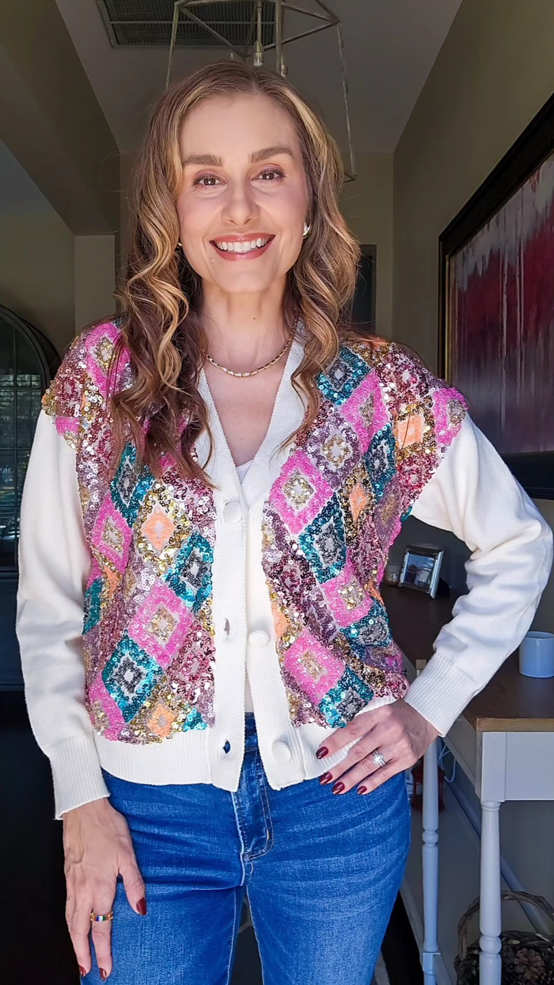 Okay but how FUN is this top?! 🌸✨ This super cute find from @easyclothesusa is giving all the spring vibes — colorful, sparkly, affordable, and such a cute statement piece with jeans 💖 I love finding pieces like this that instantly make an outfit feel more fun!If you’re looking for an easy spring outfit refresh, this top is too good 🙌✨ Save this look for inspo + let me know if you’d wear it!#EasyClothesUSA #EffortlessStyle #gifted 

#LTKootd #LTKFestival