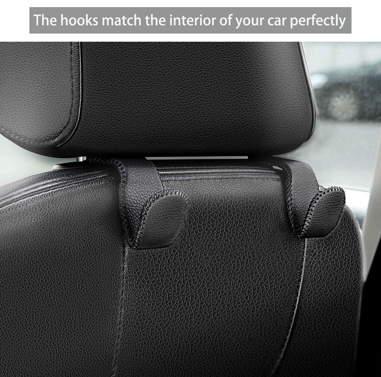 Headrest Hooks for Purses and Bags, Car Back Seat Headrest Hanger Vehicle Beige Leather Storage H... | Amazon (US)