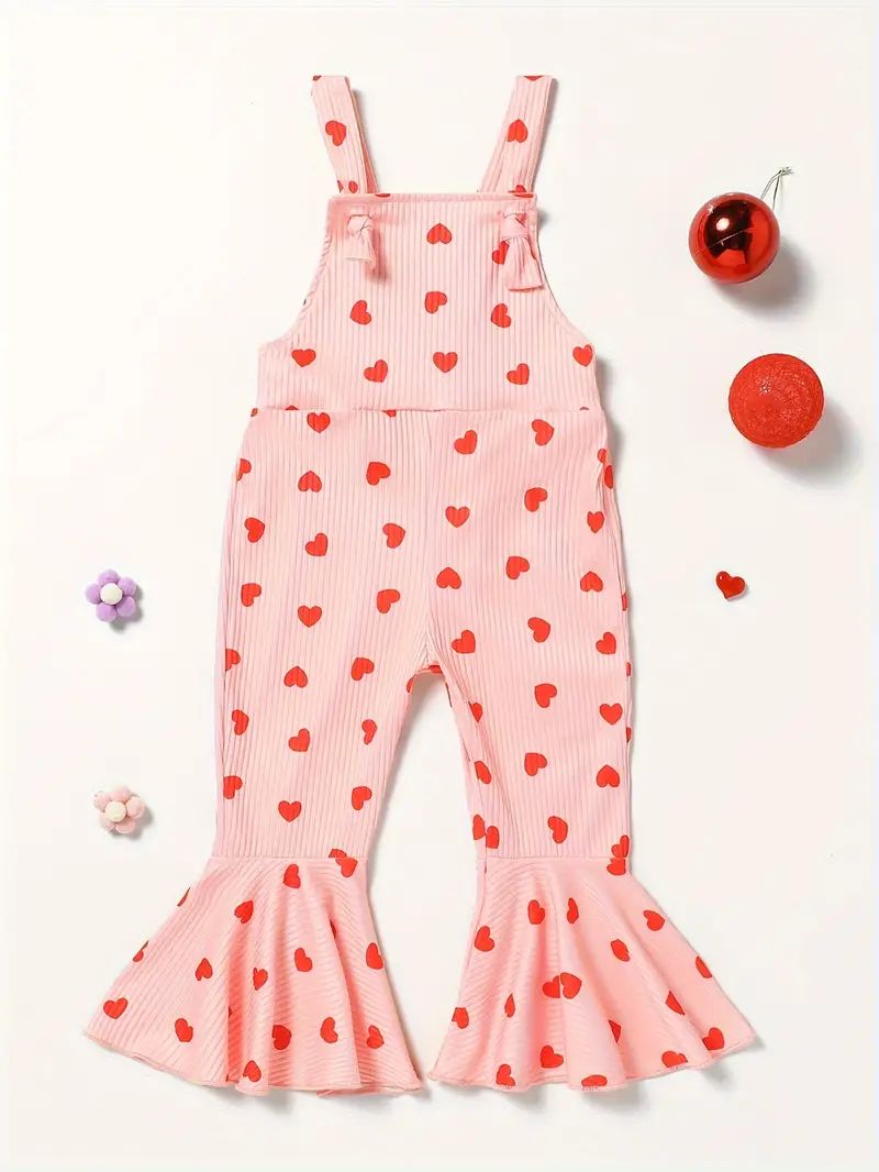 Sweet Girls Heart Graphic Jumpsuit Romper For Spring Summer Valentine's Day Gift | Temu Affiliate Program