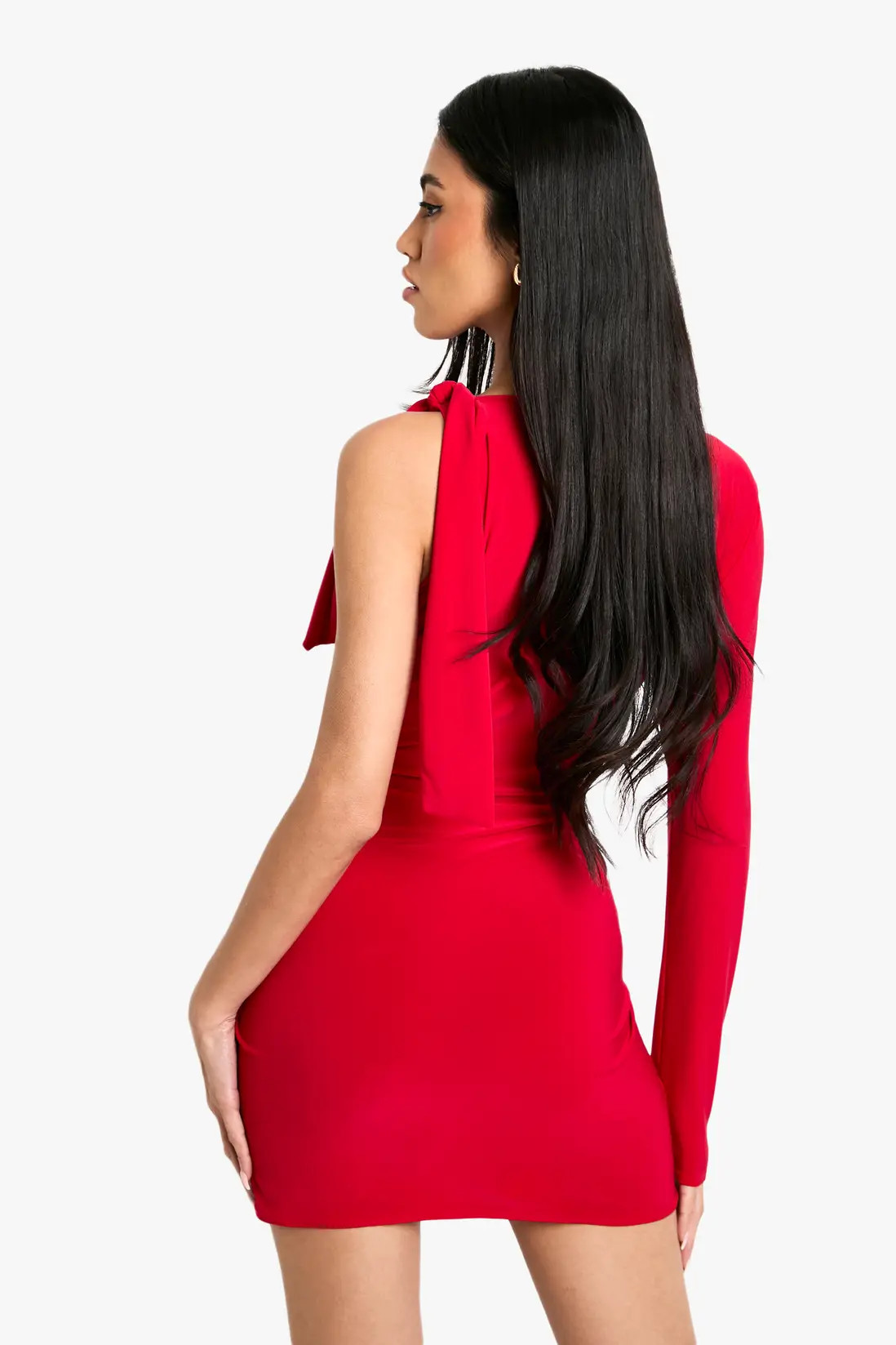 Tie One Shoulder Long Sleeve Mini Dress | Nasty Gal US
