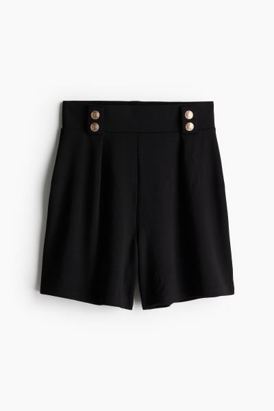 High-waisted shorts - High waist - Short - Black - Ladies | H&M GB | H&M (UK, MY, IN, SG, PH, TW, HK)